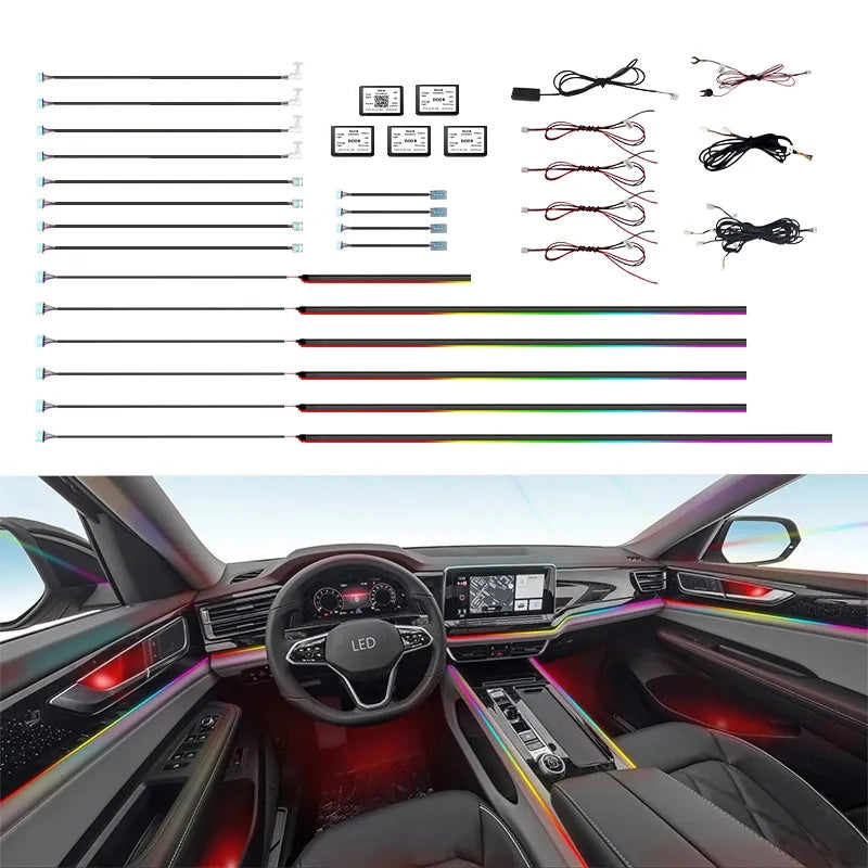 Universal K4 Ambient Light | Ambient Smart LED Light Strip Kit for Interior Car Lighting | Universal K4 Atmosphere Ambient Lighting Solution with App control