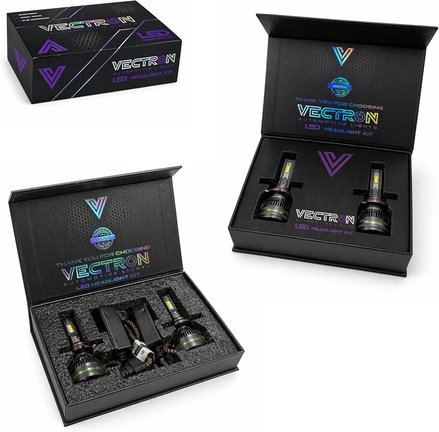 VECTRON LED Headlight Bulb for Car, 6000K Cool White, 20000LM, 180W, Set of 2